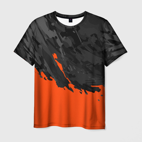 Мужская футболка 3D с принтом Black  Orange в Новосибирске, 100% полиэфир | прямой крой, круглый вырез горловины, длина до линии бедер | 