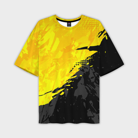 Мужская футболка OVERSIZE 3D с принтом Black and yellow в Кировске,  |  | 