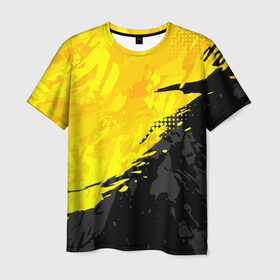 Мужская футболка 3D с принтом Black and yellow в Кировске, 100% полиэфир | прямой крой, круглый вырез горловины, длина до линии бедер | 
