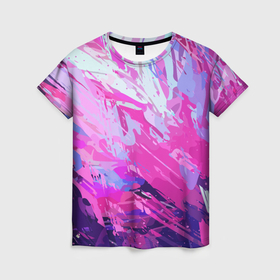 Женская футболка 3D с принтом Фиолетовые оттенки в Рязани, 100% полиэфир ( синтетическое хлопкоподобное полотно) | прямой крой, круглый вырез горловины, длина до линии бедер | 