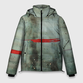 Мужская зимняя куртка 3D с принтом Тёмно зелёный абстрактный туман и красные краски в Петрозаводске, верх — 100% полиэстер; подкладка — 100% полиэстер; утеплитель — 100% полиэстер | длина ниже бедра, свободный силуэт Оверсайз. Есть воротник-стойка, отстегивающийся капюшон и ветрозащитная планка. 

Боковые карманы с листочкой на кнопках и внутренний карман на молнии. | Тематика изображения на принте: 