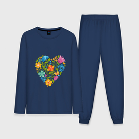 Мужская пижама хлопок (с лонгсливом) с принтом Цветочный орнамент в форме сердца Любовь ,  |  | 