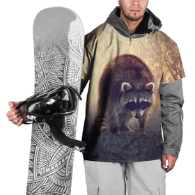 Накидка на куртку 3D с принтом Любопытный енот в Тюмени, 100% полиэстер |  | Тематика изображения на принте: 