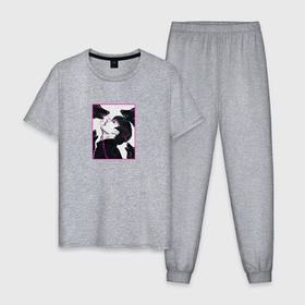 Мужская пижама хлопок с принтом Bang Chan wolf fan art в Курске, 100% хлопок | брюки и футболка прямого кроя, без карманов, на брюках мягкая резинка на поясе и по низу штанин
 | 
