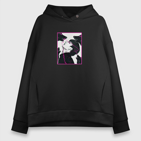 Женское худи Oversize хлопок с принтом Bang Chan wolf fan art в Тюмени, френч-терри — 70% хлопок, 30% полиэстер. Мягкий теплый начес внутри —100% хлопок | боковые карманы, эластичные манжеты и нижняя кромка, капюшон на магнитной кнопке | 