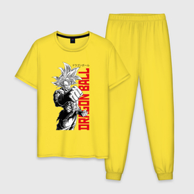 Мужская пижама хлопок с принтом Dragon Ball   Son Goku   Character в Екатеринбурге, 100% хлопок | брюки и футболка прямого кроя, без карманов, на брюках мягкая резинка на поясе и по низу штанин
 | 