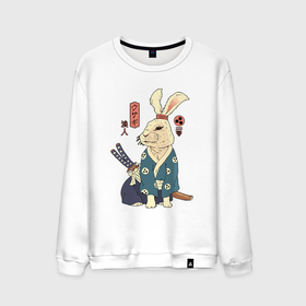 Мужской свитшот хлопок с принтом Кролик самурай с мечом в Кировске, 100% хлопок |  | 