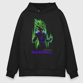 Мужское худи Oversize хлопок с принтом Dragon Ball   Vegeta   Cry в Екатеринбурге, френч-терри — 70% хлопок, 30% полиэстер. Мягкий теплый начес внутри —100% хлопок | боковые карманы, эластичные манжеты и нижняя кромка, капюшон на магнитной кнопке | 