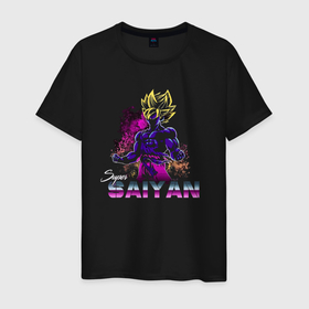 Мужская футболка хлопок с принтом Dragon Ball   Super Saiyan   Goku в Курске, 100% хлопок | прямой крой, круглый вырез горловины, длина до линии бедер, слегка спущенное плечо. | 