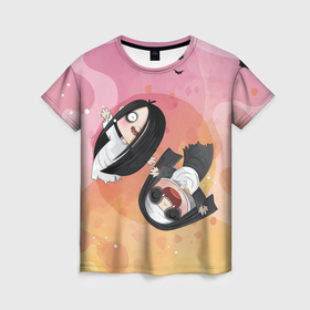 Женская футболка 3D с принтом HALLOWEEN | ХЭЛЛУИН в Кировске, 100% полиэфир ( синтетическое хлопкоподобное полотно) | прямой крой, круглый вырез горловины, длина до линии бедер | 