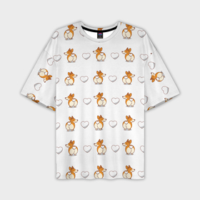 Мужская футболка OVERSIZE 3D с принтом Корги щенки в Тюмени,  |  | 
