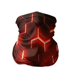 Бандана-труба 3D с принтом Светящиеся красным светом шестиугольники в Екатеринбурге, 100% полиэстер, ткань с особыми свойствами — Activecool | плотность 150‒180 г/м2; хорошо тянется, но сохраняет форму | Тематика изображения на принте: 