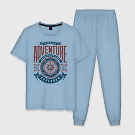 Мужская пижама хлопок с принтом Великое приключение в Курске, 100% хлопок | брюки и футболка прямого кроя, без карманов, на брюках мягкая резинка на поясе и по низу штанин
 | 