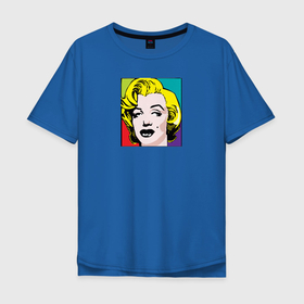 Мужская футболка хлопок Oversize с принтом Портрет Мэрилин Монро в стиле ретро в Санкт-Петербурге, 100% хлопок | свободный крой, круглый ворот, “спинка” длиннее передней части | Тематика изображения на принте: 