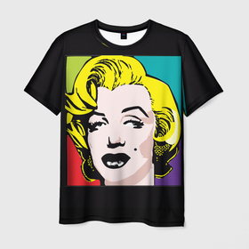 Мужская футболка 3D с принтом Ретро портрет Мэрилин Монро , 100% полиэфир | прямой крой, круглый вырез горловины, длина до линии бедер | 