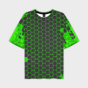 Мужская футболка OVERSIZE 3D с принтом Зеленые плиты в Кировске,  |  | Тематика изображения на принте: 