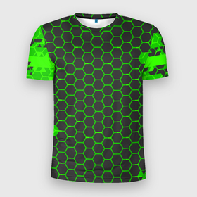 Мужская футболка 3D Slim с принтом Зеленые плиты , 100% полиэстер с улучшенными характеристиками | приталенный силуэт, круглая горловина, широкие плечи, сужается к линии бедра | 