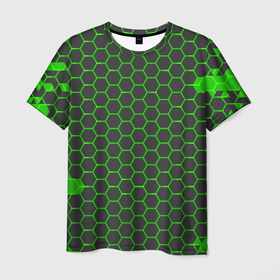 Мужская футболка 3D с принтом Зеленые плиты в Кировске, 100% полиэфир | прямой крой, круглый вырез горловины, длина до линии бедер | 