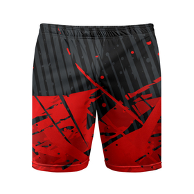 Мужские шорты спортивные с принтом Красные брызги на черном фоне в Кировске,  |  | 