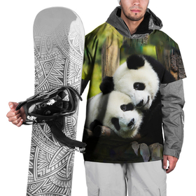 Накидка на куртку 3D с принтом Влюблённые панды в Новосибирске, 100% полиэстер |  | Тематика изображения на принте: 