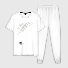 Мужская пижама хлопок с принтом Паучок на паутинке в Курске, 100% хлопок | брюки и футболка прямого кроя, без карманов, на брюках мягкая резинка на поясе и по низу штанин
 | 