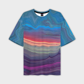Мужская футболка OVERSIZE 3D с принтом Цветной переливающийся абстрактный песок в Белгороде,  |  | Тематика изображения на принте: 