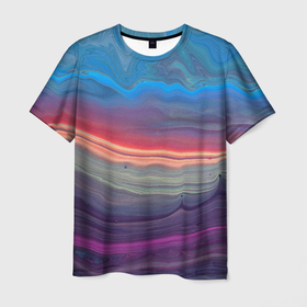 Мужская футболка 3D с принтом Цветной переливающийся абстрактный песок в Белгороде, 100% полиэфир | прямой крой, круглый вырез горловины, длина до линии бедер | 