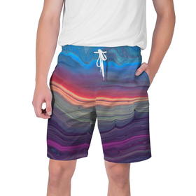 Мужские шорты 3D с принтом Цветной переливающийся абстрактный песок в Курске,  полиэстер 100% | прямой крой, два кармана без застежек по бокам. Мягкая трикотажная резинка на поясе, внутри которой широкие завязки. Длина чуть выше колен | 