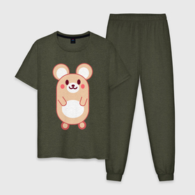 Мужская пижама хлопок с принтом Радостный мышонок в Кировске, 100% хлопок | брюки и футболка прямого кроя, без карманов, на брюках мягкая резинка на поясе и по низу штанин
 | 