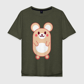Мужская футболка хлопок Oversize с принтом Радостный мышонок , 100% хлопок | свободный крой, круглый ворот, “спинка” длиннее передней части | 