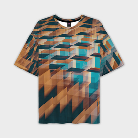 Мужская футболка OVERSIZE 3D с принтом Абстрактное множество поверхностей разных цветов в Курске,  |  | 