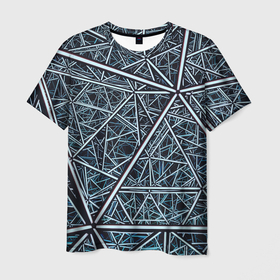 Мужская футболка 3D с принтом Абстрактное множество технологичных связей в Белгороде, 100% полиэфир | прямой крой, круглый вырез горловины, длина до линии бедер | 