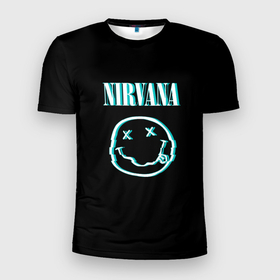 Мужская футболка 3D Slim с принтом Nirvana  неон в Петрозаводске, 100% полиэстер с улучшенными характеристиками | приталенный силуэт, круглая горловина, широкие плечи, сужается к линии бедра | Тематика изображения на принте: 