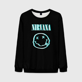 Мужской свитшот 3D с принтом Nirvana  неон в городе Новоалтайск, 100% полиэстер с мягким внутренним слоем | круглый вырез горловины, мягкая резинка на манжетах и поясе, свободная посадка по фигуре | 