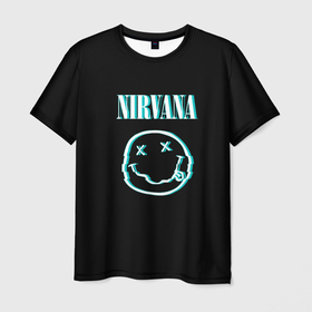 Мужская футболка 3D с принтом Nirvana  неон в Петрозаводске, 100% полиэфир | прямой крой, круглый вырез горловины, длина до линии бедер | Тематика изображения на принте: 
