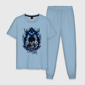 Мужская пижама хлопок с принтом Solo Leveling Ant King в Курске, 100% хлопок | брюки и футболка прямого кроя, без карманов, на брюках мягкая резинка на поясе и по низу штанин
 | Тематика изображения на принте: 