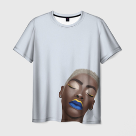 Мужская футболка 3D с принтом Портрет афро девушки в Кировске, 100% полиэфир | прямой крой, круглый вырез горловины, длина до линии бедер | 