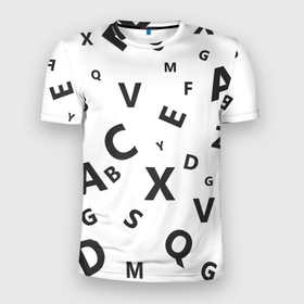 Мужская футболка 3D Slim с принтом Английский алфавит в Екатеринбурге, 100% полиэстер с улучшенными характеристиками | приталенный силуэт, круглая горловина, широкие плечи, сужается к линии бедра | 