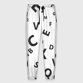 Мужские брюки 3D с принтом Английский алфавит в Екатеринбурге, 100% полиэстер | манжеты по низу, эластичный пояс регулируется шнурком, по бокам два кармана без застежек, внутренняя часть кармана из мелкой сетки | 