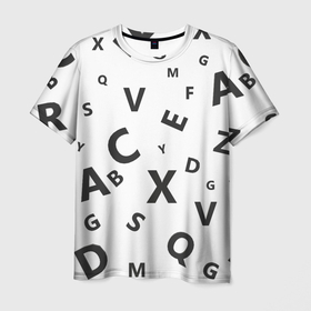 Мужская футболка 3D с принтом Английский алфавит в Екатеринбурге, 100% полиэфир | прямой крой, круглый вырез горловины, длина до линии бедер | 