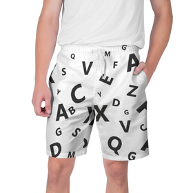 Мужские шорты 3D с принтом Английский алфавит в Кировске,  полиэстер 100% | прямой крой, два кармана без застежек по бокам. Мягкая трикотажная резинка на поясе, внутри которой широкие завязки. Длина чуть выше колен | 