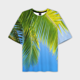 Мужская футболка OVERSIZE 3D с принтом Пальма у неба ,  |  | 