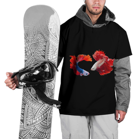 Накидка на куртку 3D с принтом Танец огненных рыб в Кировске, 100% полиэстер |  | 