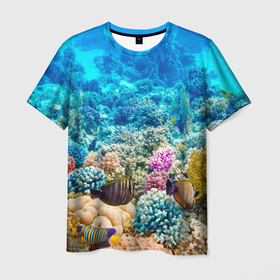 Мужская футболка 3D с принтом Дно морское в Курске, 100% полиэфир | прямой крой, круглый вырез горловины, длина до линии бедер | 
