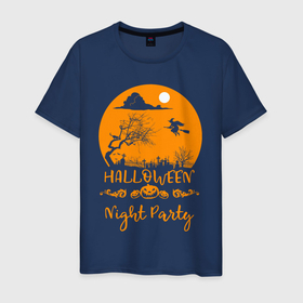 Мужская футболка хлопок с принтом Добро пожаловать на halloween night party в Петрозаводске, 100% хлопок | прямой крой, круглый вырез горловины, длина до линии бедер, слегка спущенное плечо. | 