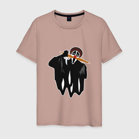 Мужская футболка хлопок с принтом крик деревня дураков , 100% хлопок | прямой крой, круглый вырез горловины, длина до линии бедер, слегка спущенное плечо. | 