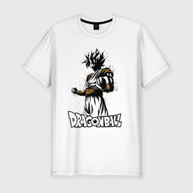 Мужская футболка хлопок Slim с принтом Dragon Ball   Goku Son   Герой в Екатеринбурге, 92% хлопок, 8% лайкра | приталенный силуэт, круглый вырез ворота, длина до линии бедра, короткий рукав | 