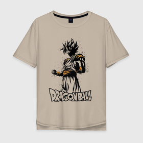 Мужская футболка хлопок Oversize с принтом Dragon Ball   Goku Son   Герой в Санкт-Петербурге, 100% хлопок | свободный крой, круглый ворот, “спинка” длиннее передней части | 