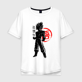 Мужская футболка хлопок Oversize с принтом Goku Son   Dragon Ball   Warrior , 100% хлопок | свободный крой, круглый ворот, “спинка” длиннее передней части | 