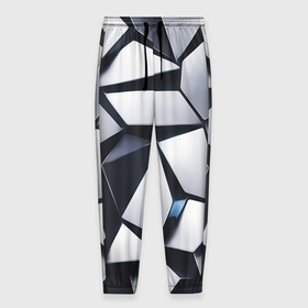 Мужские брюки 3D с принтом Объемные кристаллы   паттерн в Санкт-Петербурге, 100% полиэстер | манжеты по низу, эластичный пояс регулируется шнурком, по бокам два кармана без застежек, внутренняя часть кармана из мелкой сетки | 